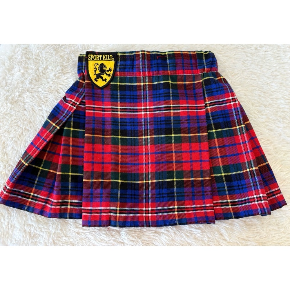 Toddler Sport Kilt Adjust Waist Red Blue Plaid Tartan Made in USA Size 2T-3T